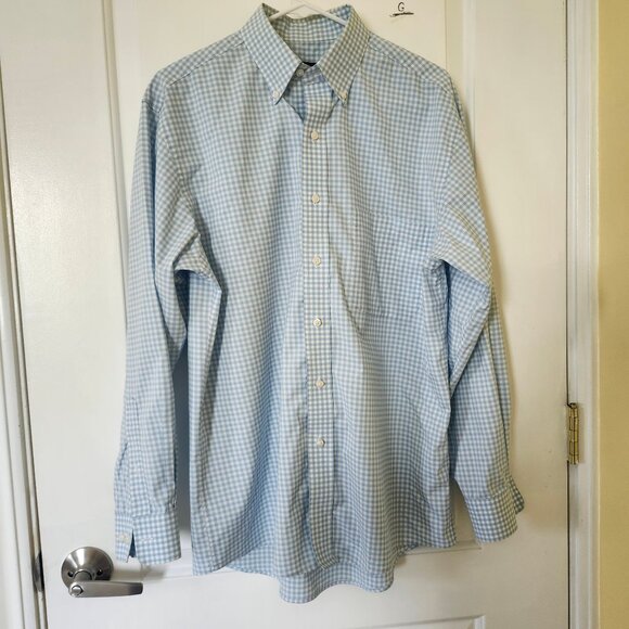 Jos a bank traveler collection button down collar solid dress shirt blue size M - Picture 1 of 12